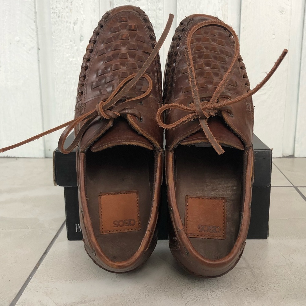 Brown faux leather loafers